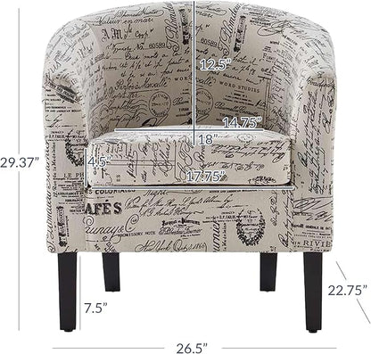 BELLEZE Accent Barrel Chair, Linen Round Chair Club Tub Sofa Corner Chair - Image 2