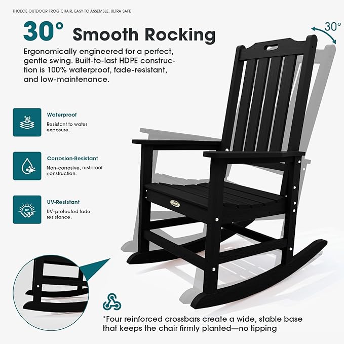 THOEOE Oversized Rocking Chair Set of 2, Outdoor Rocking Chair - Image 3