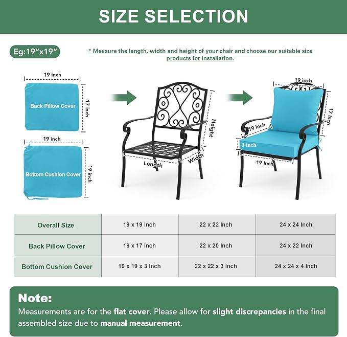 Summsun Outdoor Chair Cushions Set of 4, Waterproof Backrest and Seat Cushion - Image 7
