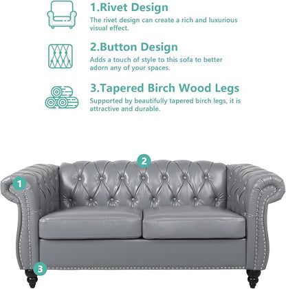 QHITTY 2 Piece Living Room Set, Sectional Chesterfield Sofa Chair Contemporary - Image 3