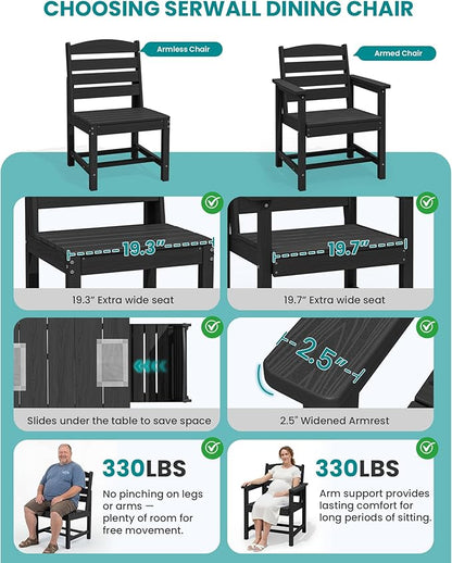 SERWALL Patio Dining Sets for 6 Person, HDPE Dining Set - Image 6