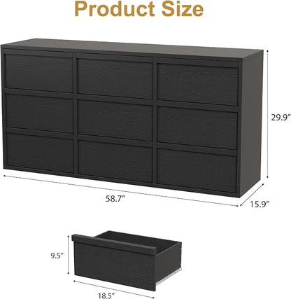 Garvee 9 Dresser for Bedroom, 58.7" Wide Dresser, Freestanding Horizontal Drawer - Image 2