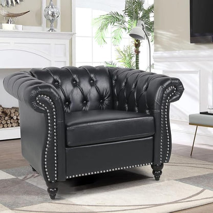 AVZEAR Leather Upholstered Armchair, Single Sofa Chair - Image 4