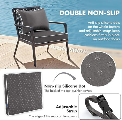MIULEE Dark Grey Outdoor Seat Cushion 24x24 Inch Waterproof & 3 Year Fade - Image 4