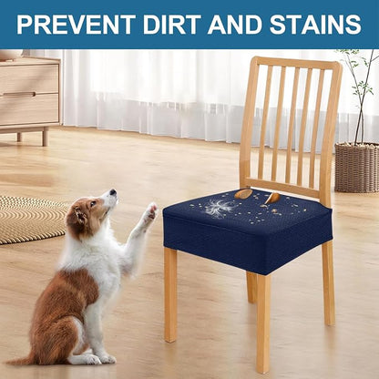 Smiry Waterproof Seat Covers for Dining Room Chairs Set of 2, Stretch Jacquard - Image 6