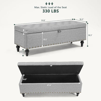 Mangodan 50" Storage Ottoman Bench, Tufted Ottoman - Image 2