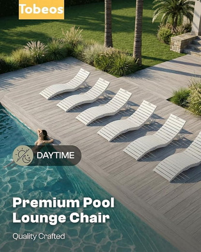Folding HDPE Pool Lounge Chairs Set of 4, Pre-Assembled Outdoor Chaise Lounge - Image 9