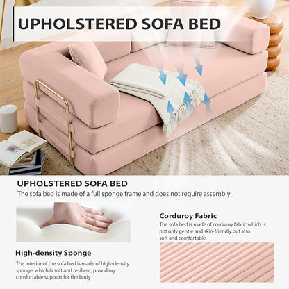 4-in-1 Folding Convertible Sofa Bed, 78 Inch Boneless Couch - Image 5