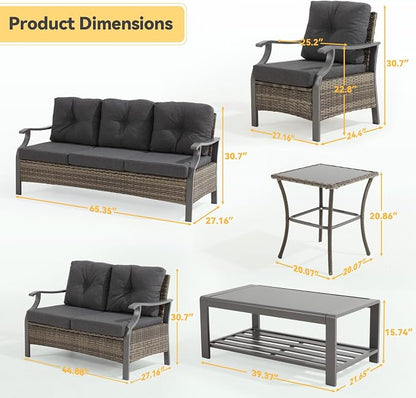 Outdoor Patio Furniture Set, 6 Pieces Outdoor Conversation Sets - Image 2