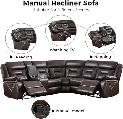 EBELLO Manual Reclining Sectional Sofa - Image 5