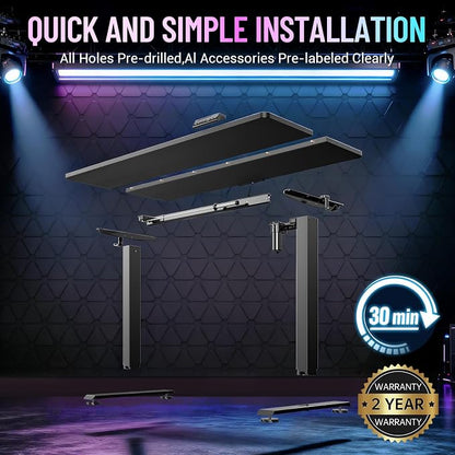Veken 55 Inch Large Electric Standing Gaming Desk, Heights Adjustable, Sit to - Image 5