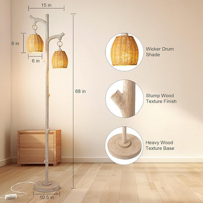 Scenekoy 68" High Farmhouse Rustic Country Cottage Floor Lamp Tree Trunk Faux - Image 7