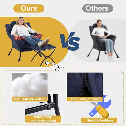 Lazy Chair with Ottoman, Large Accent Chair with Ottoman and a Throw Pillow - Image 9