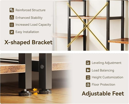 Casaottima Triple 4 Tier Bookshelf, Large Bookcase - Image 5