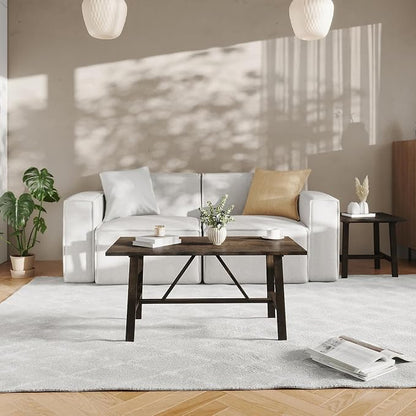 Flash Furniture Eli Farmhouse Trestle Coffee Table, Rustic Solid Wood Coffee - Image 2
