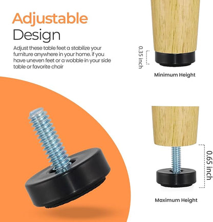1/4-20 Adjustable Furniture Leveler, 12 Pack Rubber Leveling Feet Screws in - Image 5
