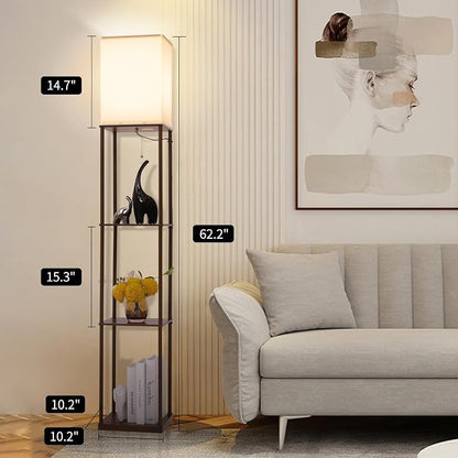 Gupuzm Floor Lamp with Shelves, Modern Square Standing Lamp with 3 Color - Image 4