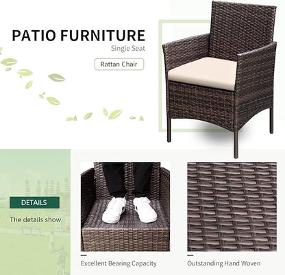 Greesum 3 Pieces Patio Furniture Sets Outdoor PE Rattan Wicker Chairs - Image 4
