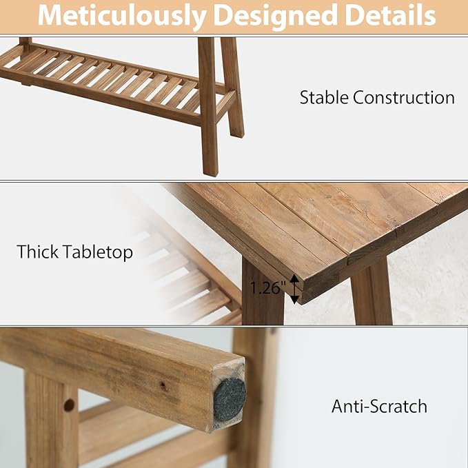 HOKYHOKY Reclaimed Solid Wood Console Table, 43.3" Farmhouse Entryway Table - Image 7
