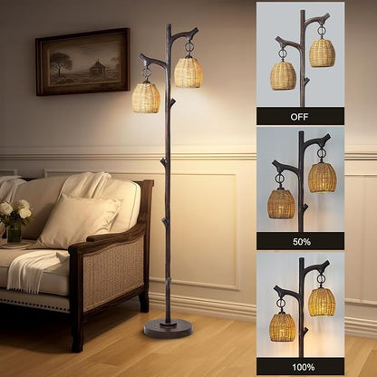 Scenekoy 68" High Farmhouse Rustic Country Cottage Floor Lamp Tree Trunk Faux - Image 3