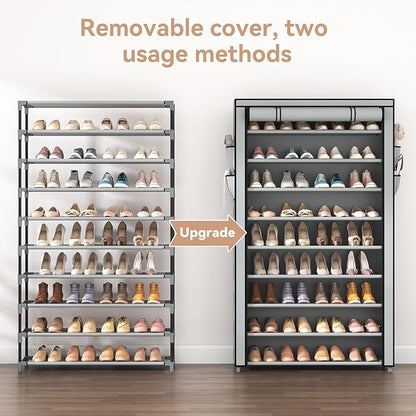 LANTEFUL Shoe Rack with Covers 10 Tier Tall Shoe Rack Organizer Large Capacity - Image 5