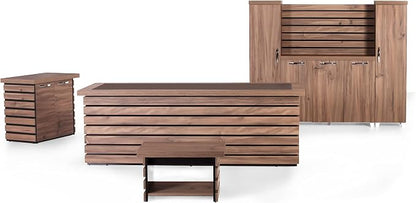 87" Wood Office Furniture Set of 4pcs | Executive Desk w/Leather Pad | Large - Image 2