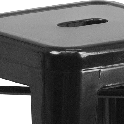 Flash Furniture Kai Commercial Grade 24" High Backless Black Metal - Image 9