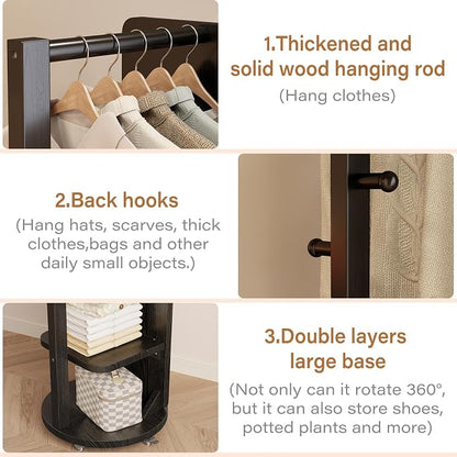 WoodsWhisper Full Length Mirror Coat Rack Solid Wood Floor Mirror 66"x12" Full - Image 6