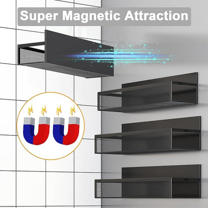 Aufworld Magnetic Spice Rack for Refrigerator, 4 Pack Magnetic Shelf, Fridge - Image 4
