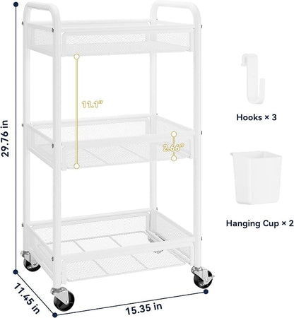 YASONIC 3 Tier Rolling Cart – Metal Utility Storage Carts - Image 6