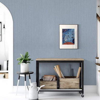 Grey Blue Grasscloth Peel and Stick Wallpaper 15.74" x 196.85" Textured Neutral - Image 7