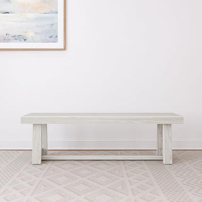 Plank+Beam 60 Inch Farmhouse Dining Bench, Solid Wood Entryway Bench, Wooden - Image 2
