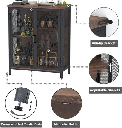 BON AUGURE Coffee Bar Cabinet for Liquor, Small Storage Cabinet for Home Kitchen - Image 3