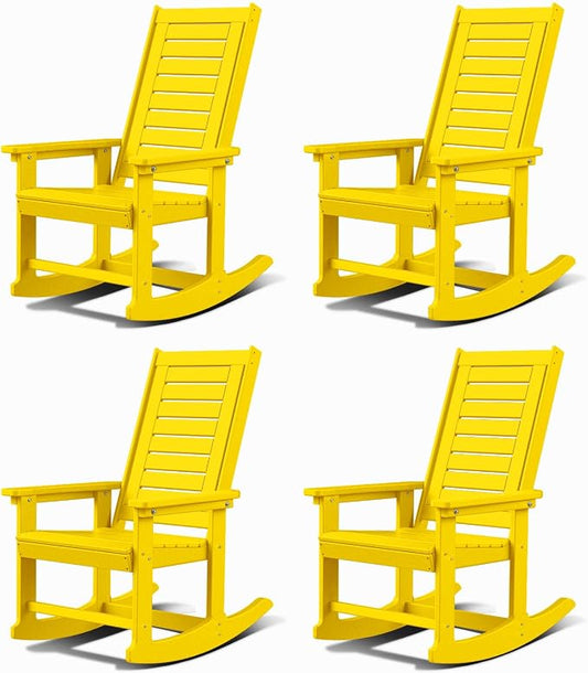 GREENVINES Outdoor Rocking Chairs | Set of 4 | Porch Rocker | HDPE Plastic | by GreenVines