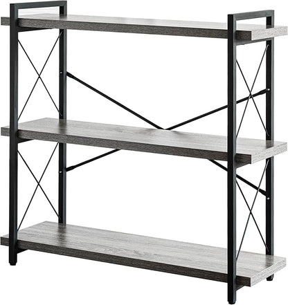HCHQHS Bookshelf, 3-Tier Industrial Bookcase, Rustic Open Book Shelf, by HCHQHS