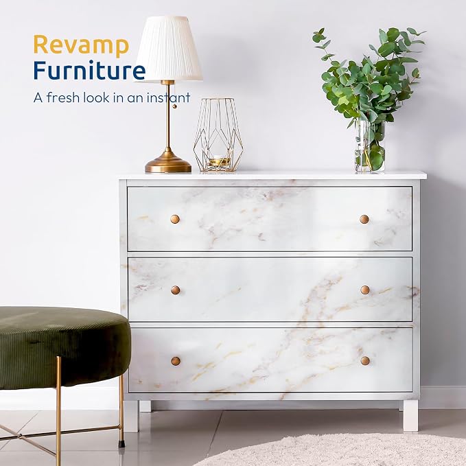 rabbitgoo Glossy Marble Contact Paper Peel and Stick Wallpaper 11.8" x 78.7" - Image 3