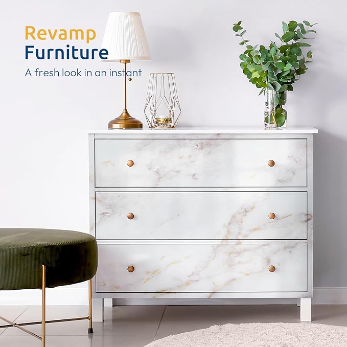 rabbitgoo Glossy Marble Contact Paper Peel and Stick Wallpaper 17.5" X 78.7" - Image 3