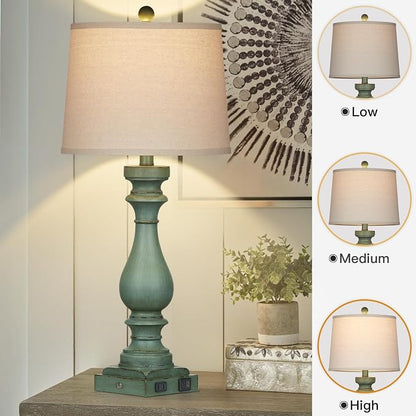 Cinkeda 29" Tall Table Lamp for Living Room Set of 2, Vintage Bedside - Image 4