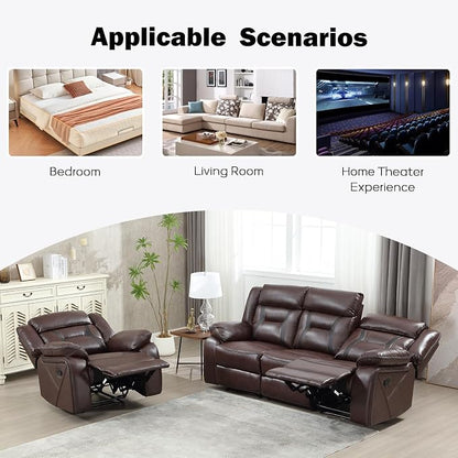 EBELLO Faux Leather Recliner Sofa Furniture Set - Image 5