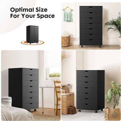 OLIXIS 7 Drawer Mobile File Cabinet Under Desk Storage Organization - Image 6