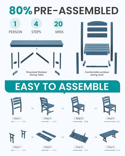 SERWALL Outdoor Armless Dining Chairs Set of 2, All-Weather HDPE Patio Chair - Image 8