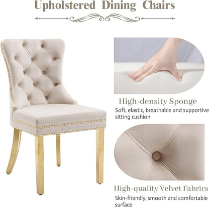 KCC Velvet Dining Chairs Set of 2, Upholstered High-end Tufted Dining Chair - Image 3