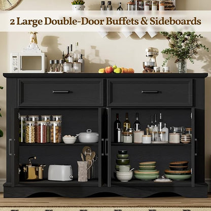 56" Large Wooden Buffet Cabinet - Image 3