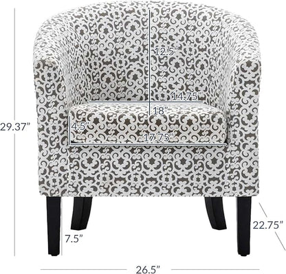 BELLEZE Accent Barrel Chair, Linen Round Chair Club Tub Sofa Corner Chair - Image 3