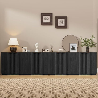 Brafab Buffet Cabinet, Wood Fluted Credenza by Brafab