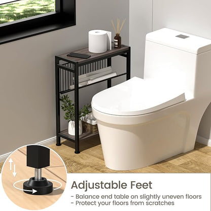 Side Table for Small Space, 3-Tier Narrow End Tablewith Magazine Holder - Image 5