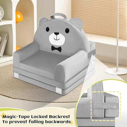 Kids Sofa Bed with Removable Washable Cover & Magic-Tape Backrest – Foldable - Image 8