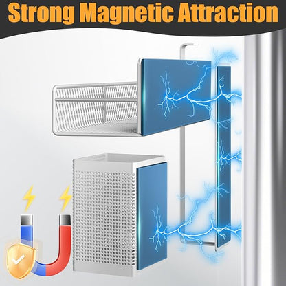 Magnetic Spice Rack for Refrigerator, 6 Pack Metal Magnetic Shelf White - Image 3