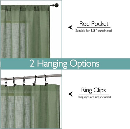 Chyhomenyc Sage Green Semi Sheer Curtains 84 Inches Long 2 Panels Set, Light - Image 4