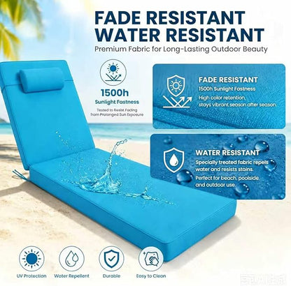 Chaise Lounge Cushion for Outdoor Furniture, Waterproof, Fade-Resistant and - Image 5